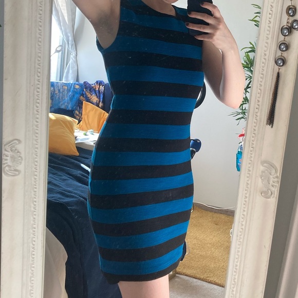 Blue and Black Striped Sheath Dress - Picture 2 of 6